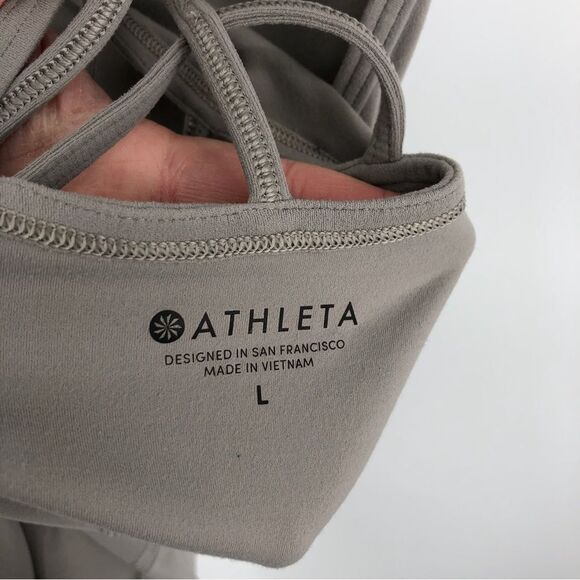Athleta Halasana Macrame Tank Womens Large Silver Grey - Picture 3 of 9